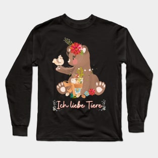 Teddy Bär Liebe Tiere Prinzessin Blumen Süß Long Sleeve T-Shirt